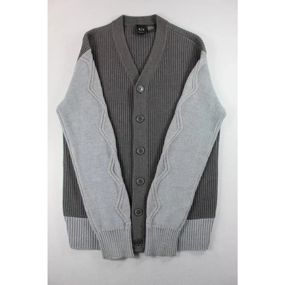 Armani Exchange AlX Ribbed Cardigan Sweater Men's Medium Colorblock Button Front